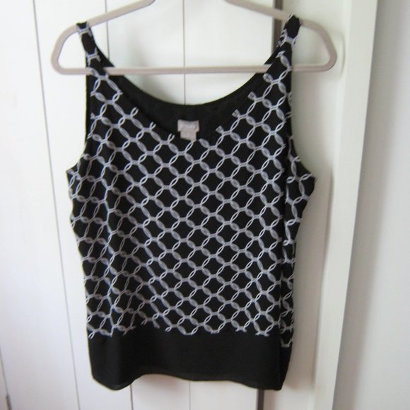 Chico's Black and White Sleeveless Blouse - Picture 1 of 4